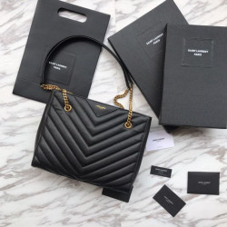 Imitazione Borse Firmate Replica shopping YSL Saint Laurent Grain Embossed Nera