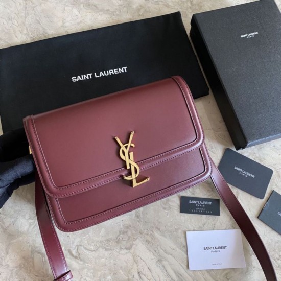 YSL Saint Laurent Solferino Medium Monogram Satchel Bag Claret