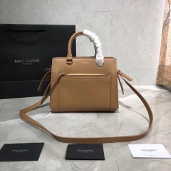 Cloni Firmate Borsa tote piccola in pelle liscia YSL Saint Laurent East Side 554116 Marrone imitazioni