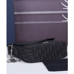 Borsa messenger Christian Dior Mini Saddle nera