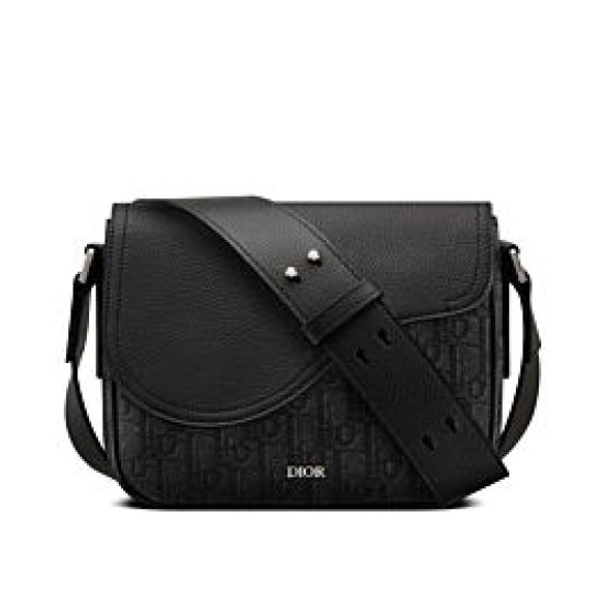 Borsa messenger Christian Dior Mini Saddle nera