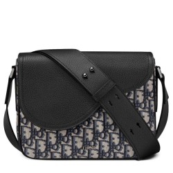Replica Christian Dior Mini Saddle Messenger Bag Blu Scuro Griffate