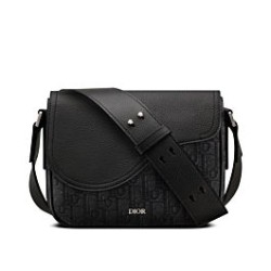 Replica Borsa messenger Christian Dior Mini Saddle nera Griffate