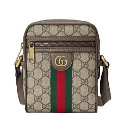 Replica Borsa a tracolla Ophidia GG 598127 Caffè scuro Griffate