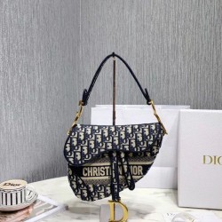 Sella Christian Dior Borsa obliqua originale in tela ricamata Blu scuro Dupe Perfetta Cloni Firmate Sella Christian Dior Borsa obliqua originale in tela ricamata Blu scuro imitazioni