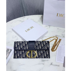 Pochette Christian Dior 30 Montaigne tela jacquard Blu scuro