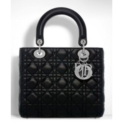 Qualità Specchio Dior Lady Dior Medium Classic Tote Borse Con agnello nero imitazioni perfette