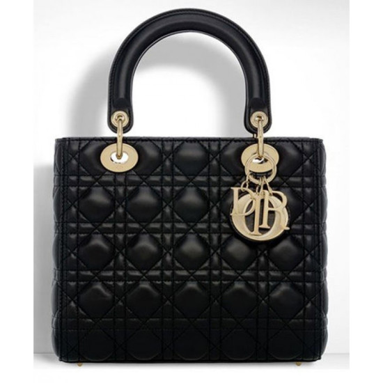 Dior Lady Dior Medium Classic Tote Borse Con agnello nero Dior Lady Dior Medium Classic Tote Borse Con agnello nero