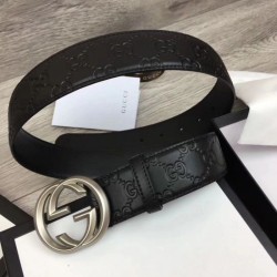 Cintura Signature uomo con fibbia a G Black 411924 Hardware argento imitazioni perfette