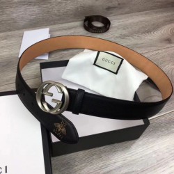 Cinture uomo con fibbia doppia G, hardware argento 4 cm imitazioni perfette