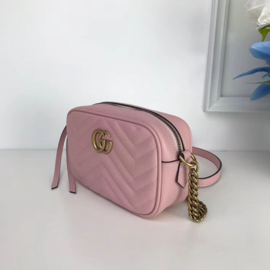 Replica Alta Qualità GG Marmont Matelasse Mini Borse 448065 Rosa