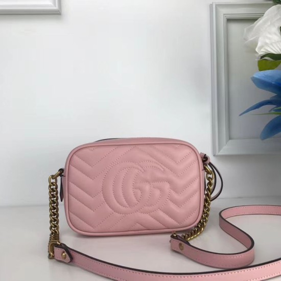 Replica Alta Qualità GG Marmont Matelasse Mini Borse 448065 Rosa