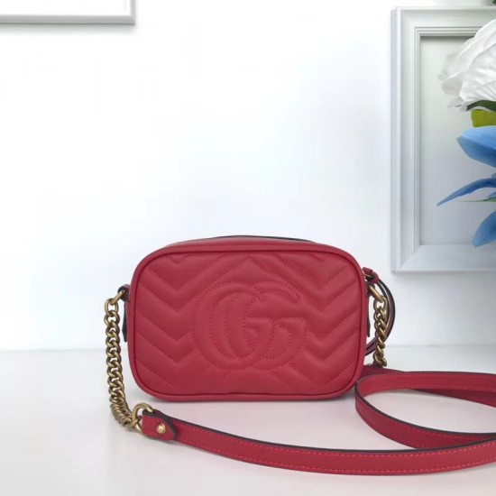 Replica Alta Qualità GG Marmont Matelasse Mini Borse 448065 Rosso