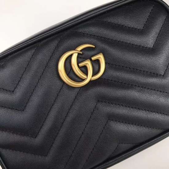 Riproduzione Fedele GG Marmont Matelasse Mini Borse 448065 Nero imitazioni Replica Alta Qualità GG Marmont Matelasse Mini Borse 448065 Nero