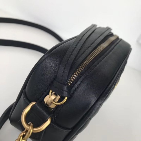 Riproduzione Fedele GG Marmont Matelasse Mini Borse 448065 Nero imitazioni Replica Alta Qualità GG Marmont Matelasse Mini Borse 448065 Nero