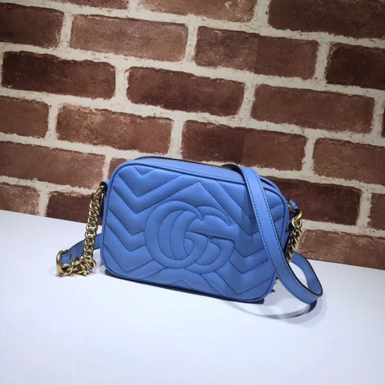 Replica Alta Qualità GG Marmont Matelasse Mini Borse 448065 Blu