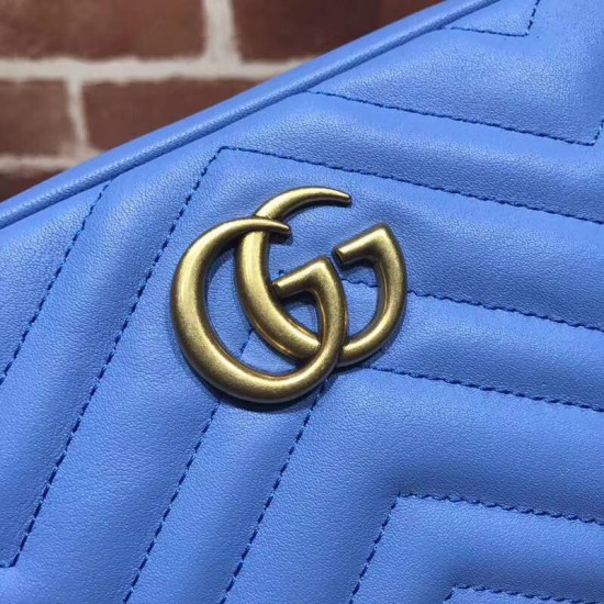Replica Alta Qualità GG Marmont Matelasse Mini Borse 448065 Blu