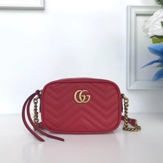 Replica Alta Qualità GG Marmont Matelasse Mini Borse 448065 Rosso