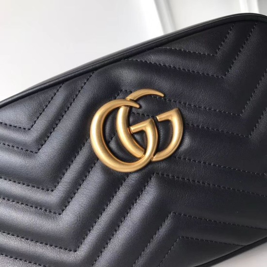 Riproduzione Fedele Borsa a tracolla GG Marmont Matelasse 447632 Nero imitazioni Replica Alta Qualità Borsa a tracolla GG Marmont Matelasse 447632 Nero