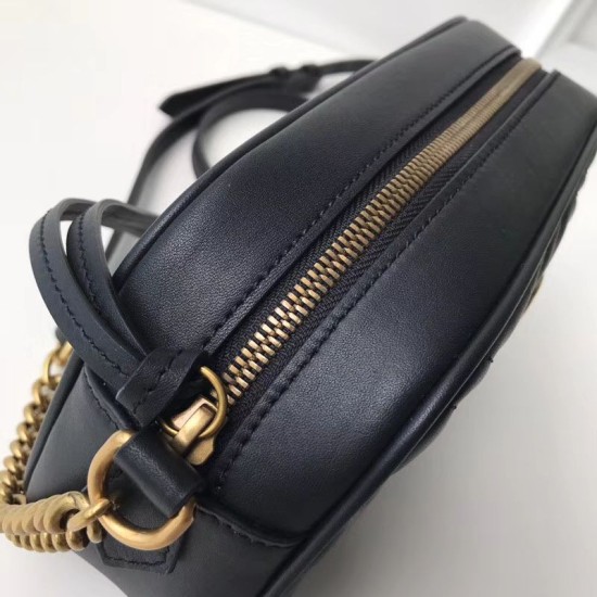 Riproduzione Fedele Borsa a tracolla GG Marmont Matelasse 447632 Nero imitazioni Replica Alta Qualità Borsa a tracolla GG Marmont Matelasse 447632 Nero