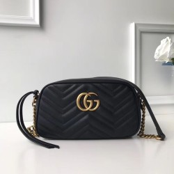 Replica Alta Qualità Borsa a tracolla GG Marmont Matelasse 447632 Nero