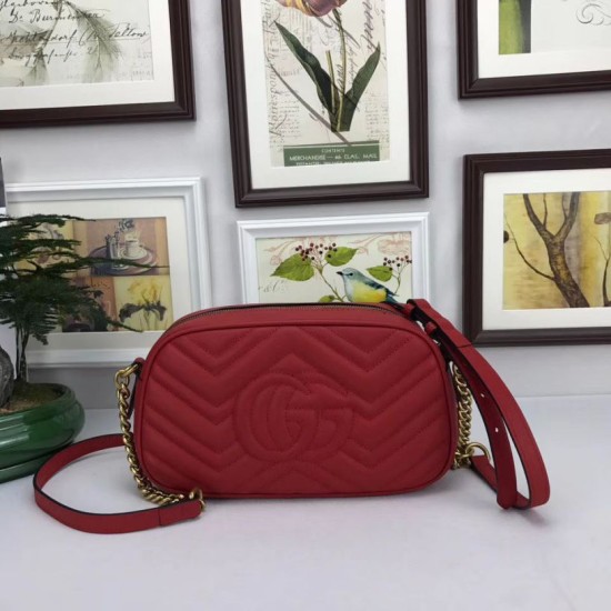 Borsa a tracolla GG Marmont Matelasse 447632 Rosso Borsa a tracolla GG Marmont Matelasse 447632 Rosso