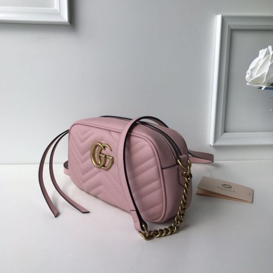 Riproduzione Fedele Qualità premium Borse Replica GG Marmont Matelasse 447632 Rosa imitazioni Replica Alta Qualità Qualità premium Borse GG Marmont Matelasse 447632 Rosa