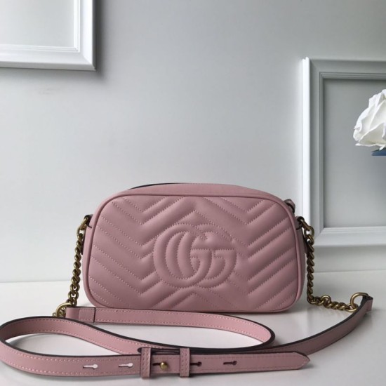 Riproduzione Fedele Qualità premium Borse Replica GG Marmont Matelasse 447632 Rosa imitazioni Replica Alta Qualità Qualità premium Borse GG Marmont Matelasse 447632 Rosa