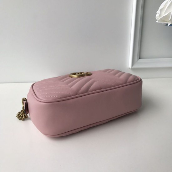 Riproduzione Fedele Qualità premium Borse Replica GG Marmont Matelasse 447632 Rosa imitazioni Replica Alta Qualità Qualità premium Borse GG Marmont Matelasse 447632 Rosa