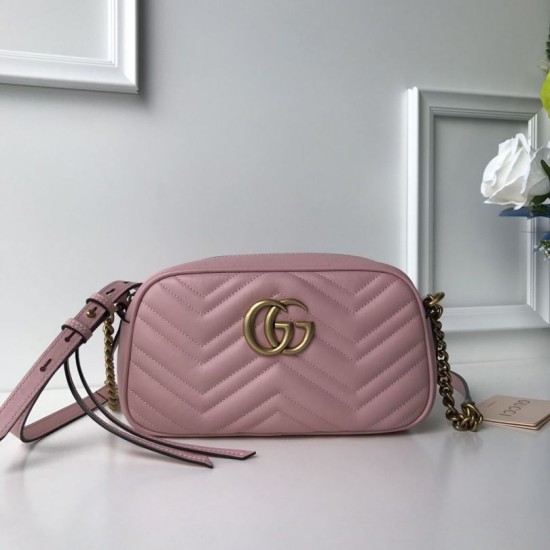 Riproduzione Fedele Qualità premium Borse Replica GG Marmont Matelasse 447632 Rosa imitazioni Replica Alta Qualità Qualità premium Borse GG Marmont Matelasse 447632 Rosa