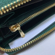 Pari all'originale replica Dettagli perfetti Portafoglio Zumi in pelle granulosa con cerniera 570661 verde