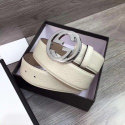 Qualità superiore replica Cintura in pelle Signature bianca 370543 imitazioni perfette
