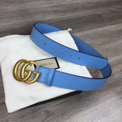 Replica 1:1 Cintura in pelle con fibbia Double G blu 400593 Outlet Cintura in pelle con fibbia Double G blu 400593 imitazioni perfette
