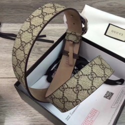 Alta gamma replica Cintura GG Supreme con fibbia G beige marrone 411924 imitazioni perfette