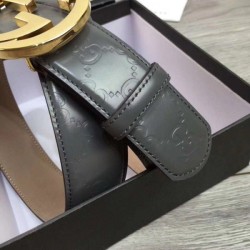 Cintura Signature con fibbia G grigia 411924 imitazioni perfette