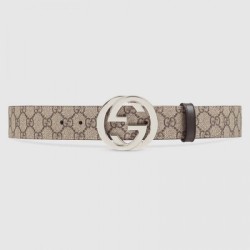 Alta gamma replica Cintura GG Supreme con fibbia G beige marrone 411924 imitazioni perfette