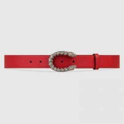 Qualità superiore replica Cintura in pelle con fibbia Dioniso in cristallo rossa 432142 imitazioni perfette