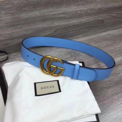 Cintura in pelle con fibbia Double G blu 400593 imitazioni perfette