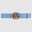Cintura in pelle con fibbia Double G blu 400593