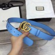Cintura in pelle con fibbia Double G blu 400593