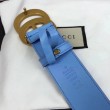 Cintura in pelle con fibbia Double G blu 400593