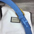 Cintura in pelle con fibbia Double G blu 400593