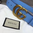 Cintura in pelle con fibbia Double G blu 400593