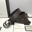 Cintura in pelle con fibbia Double G marrone 406831