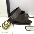 Cintura in pelle con fibbia Double G marrone 406831