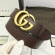 Cintura in pelle con fibbia Double G marrone 406831