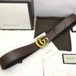 Cintura in pelle con fibbia Double G marrone 406831