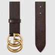 Cintura in pelle con fibbia Double G marrone 406831