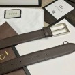 Cintura in pelle con fibbia rettangolare marrone 429028
