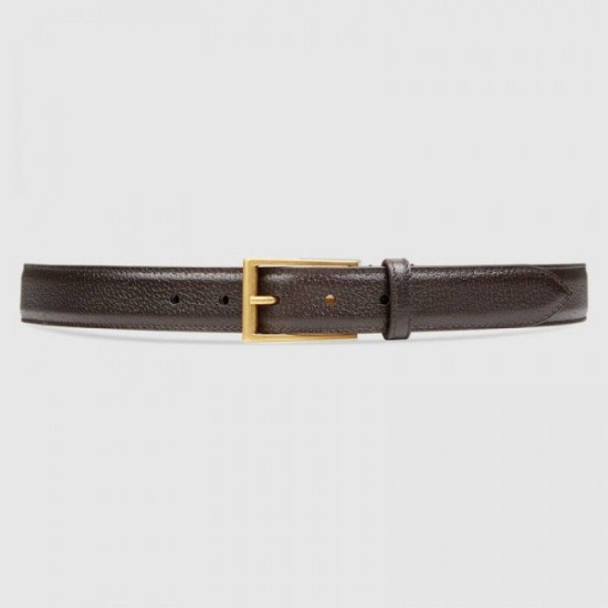 Cintura in pelle con fibbia rettangolare marrone 429028